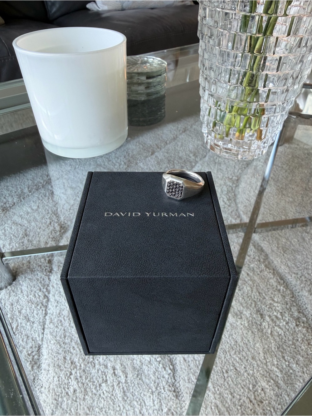 David Yurman Men's Black Diamond Pavé Signet Ring